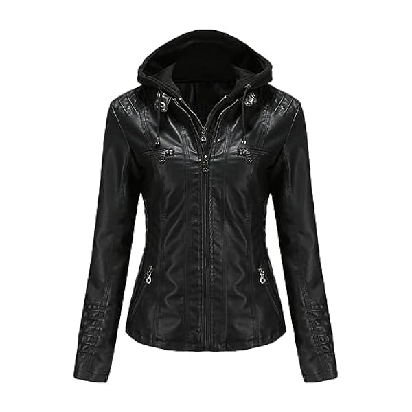 Adhdyuud Vrouwen Pu Faux Lederen Jas Herfst Zwart Straat Moto Biker Jas Oversize Hooded Bovenkleding